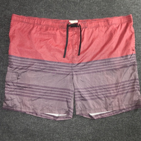 True Nation Other - True Nation Men's 5XL Board Shorts Red Purple Stripe Swim Trunks 9" Inseam Lined